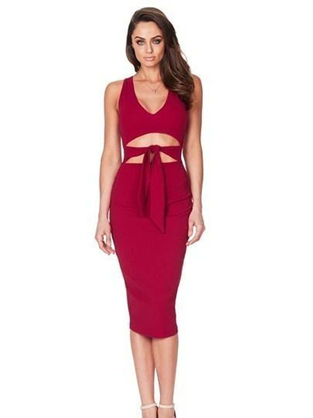 NOOKIE Foxy Tie Midi in Ruby Size 10 - Image 1