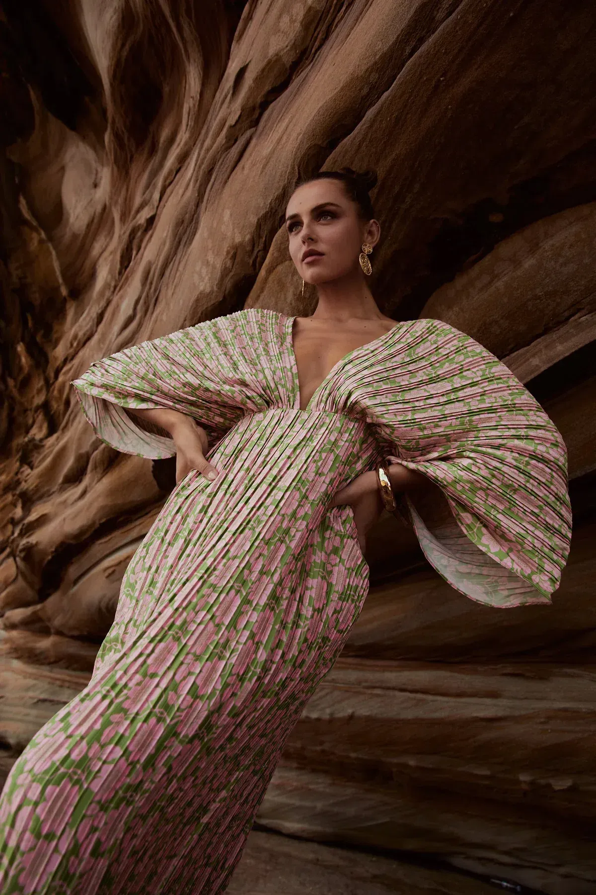 Sonya Moda Gianna Forever Dress Olive & Pink Floral Size 12 / L - Image 5