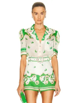 Zimmermann High Tide Sailboats Shirt Size 0 and Shorts Size 1 Set in Green Sailboats for rent on The Volte - image 2