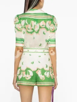 Zimmermann High Tide Sailboats Shirt Size 0 and Shorts Size 1 Set in Green Sailboats for rent on The Volte - image 3