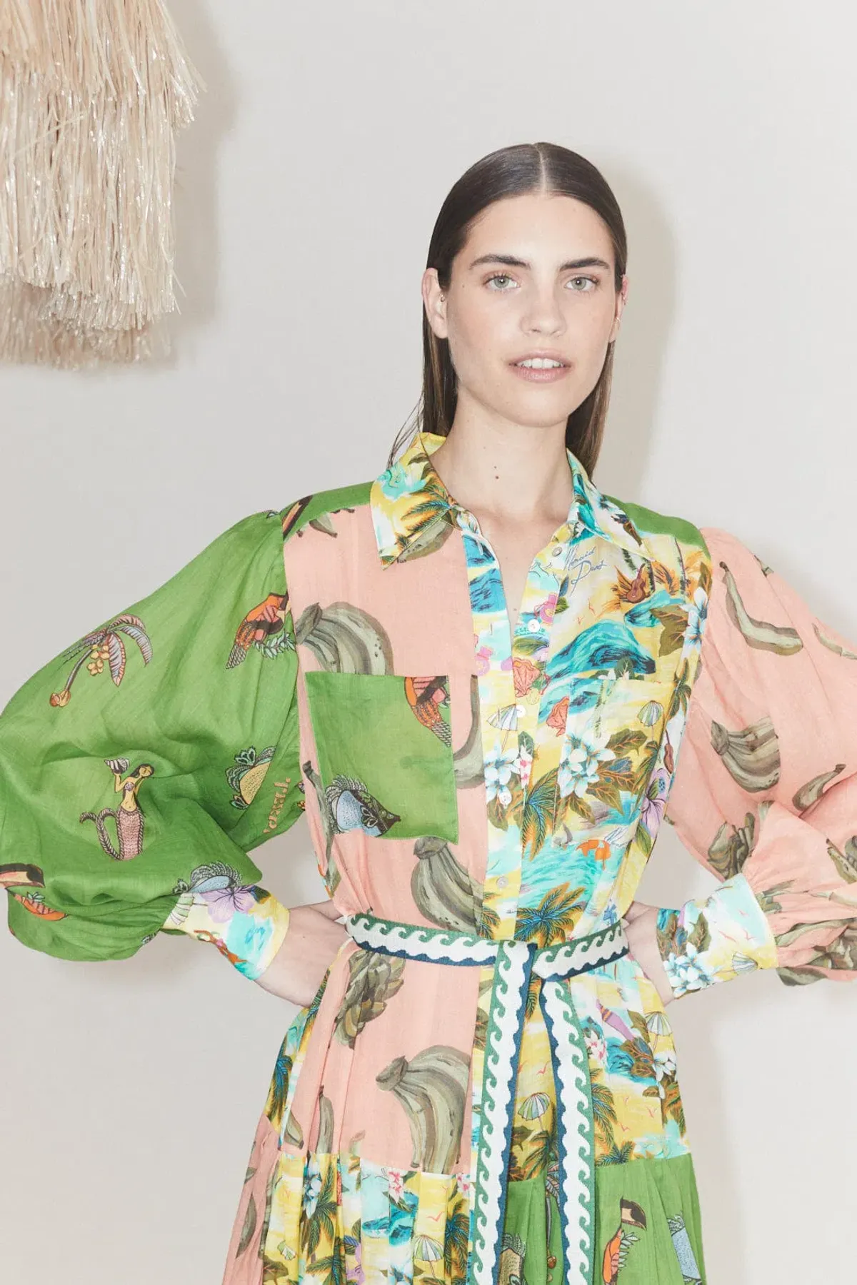 Alemais Holiday Patchwork Shirt Dress Multi Size 6 - Image 3