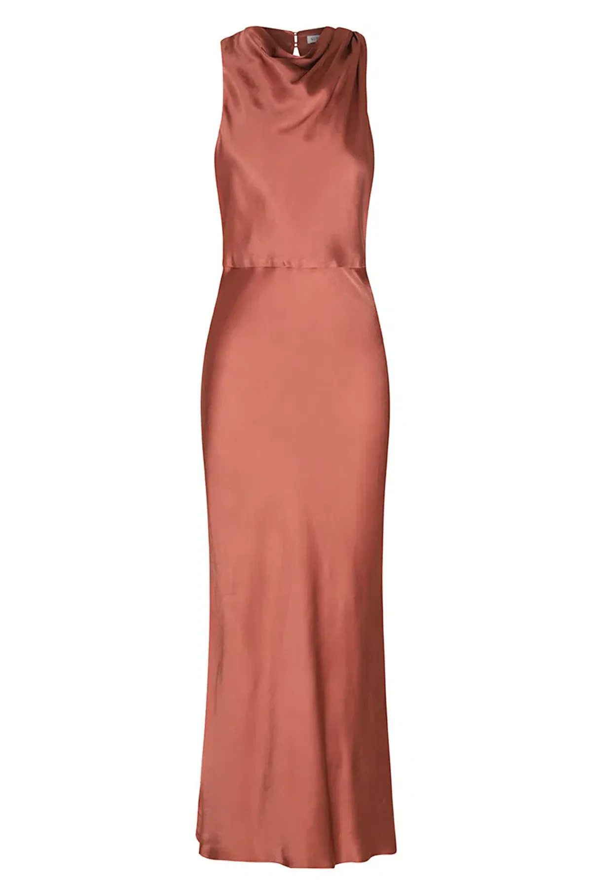 Shona Joy La Lune High Neck Midi Dress Terracotta Size 8 - Image 3