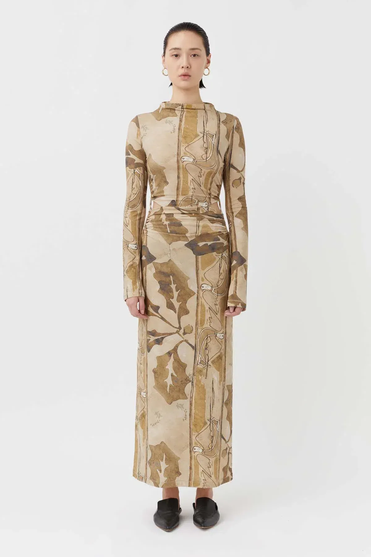 Camilla and Marc Khya Printed Midi Dress Kairi Beige Print Size 8 - Image 1