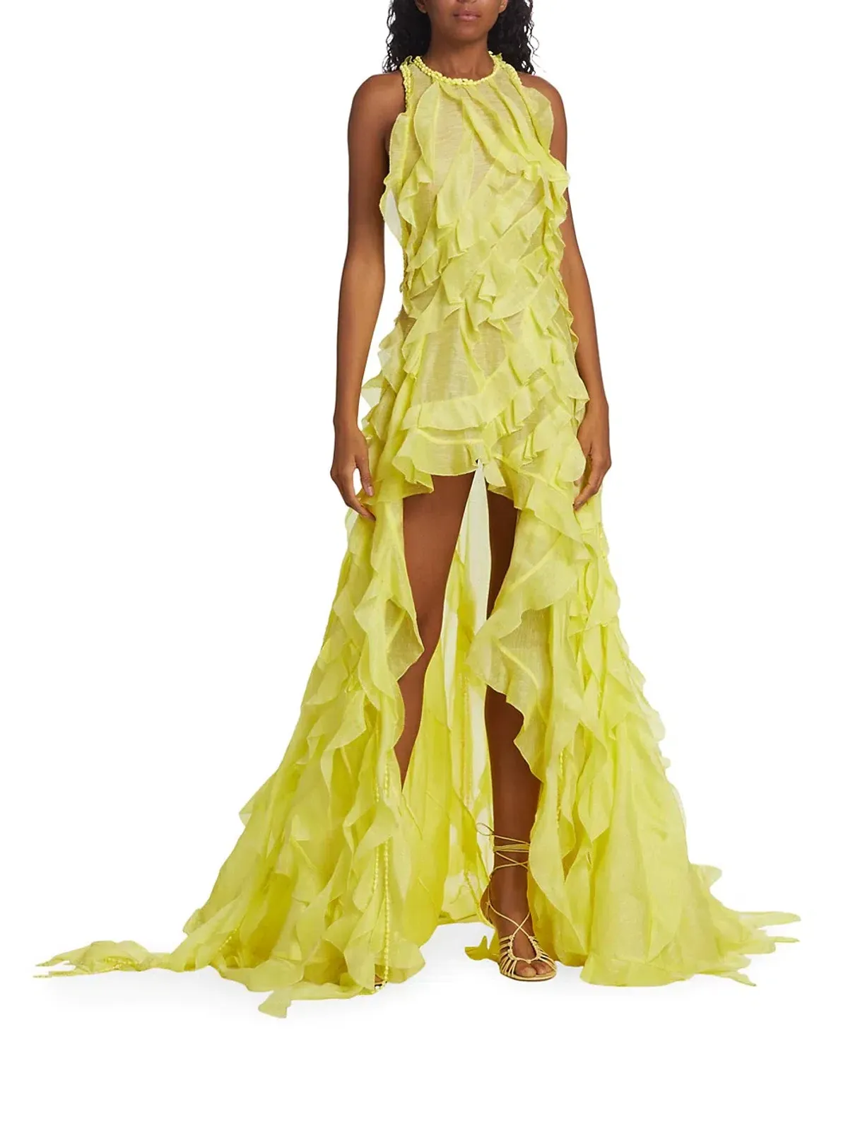 Zimmermann Wonderland Sleeveless Ruffle Gown Lemon Size 1/AU 10 - Image 5