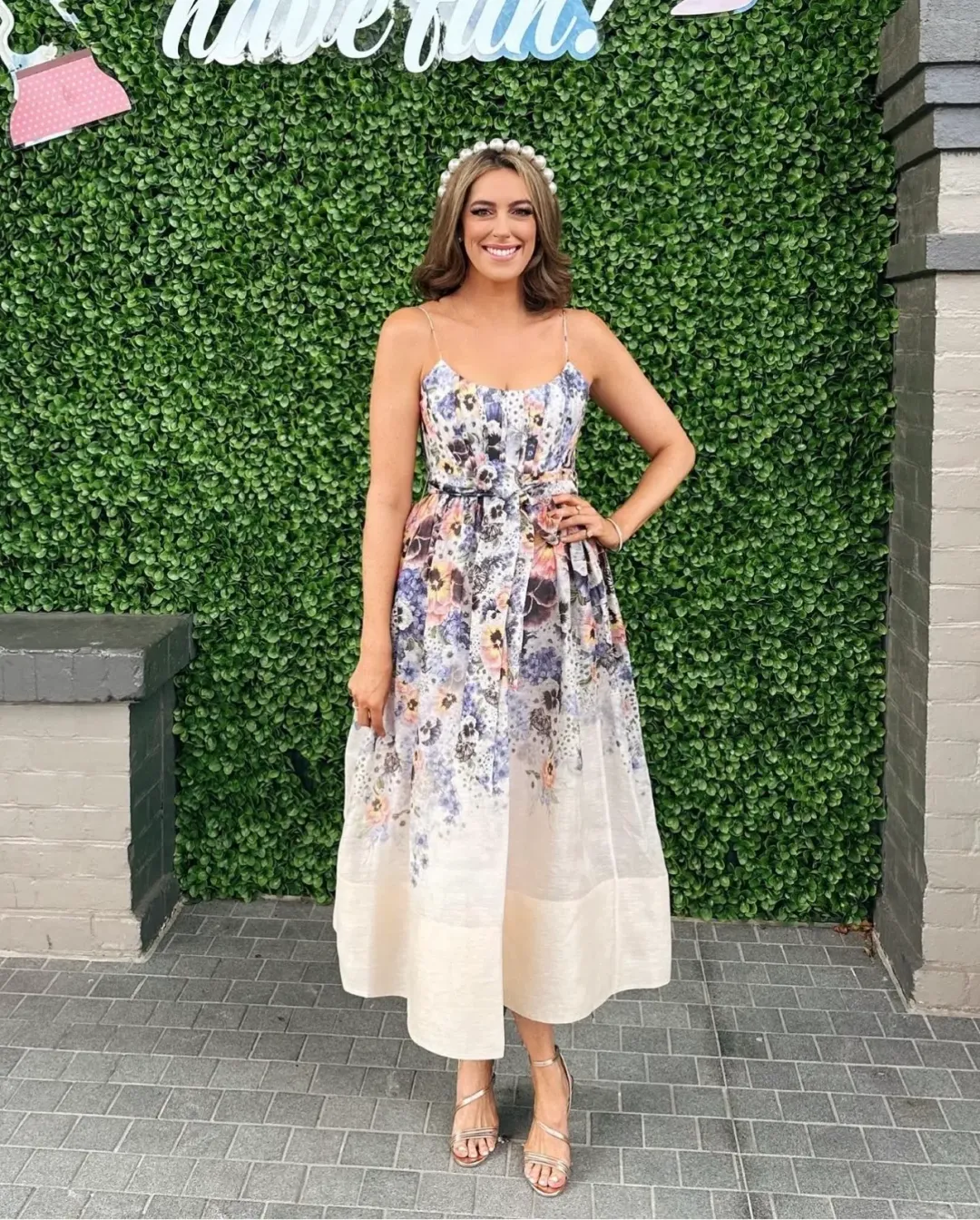 Zimmermann The Tama Corset Midi Dress in Purple Pansy Print Size 1/Au 10 for rent on The Volte - main image