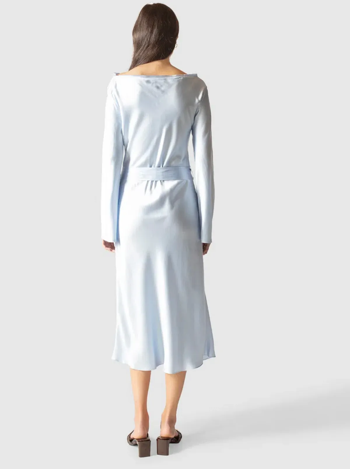 Ginia RTW Ella Silk Satin Dress Blue Size AU 8 - Image 3