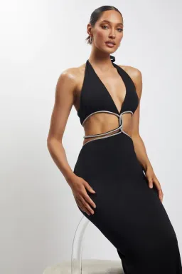 Meshki Nicha Diamante Cut Out Midi Dress Black Size 8 for rent on The Volte - image 3