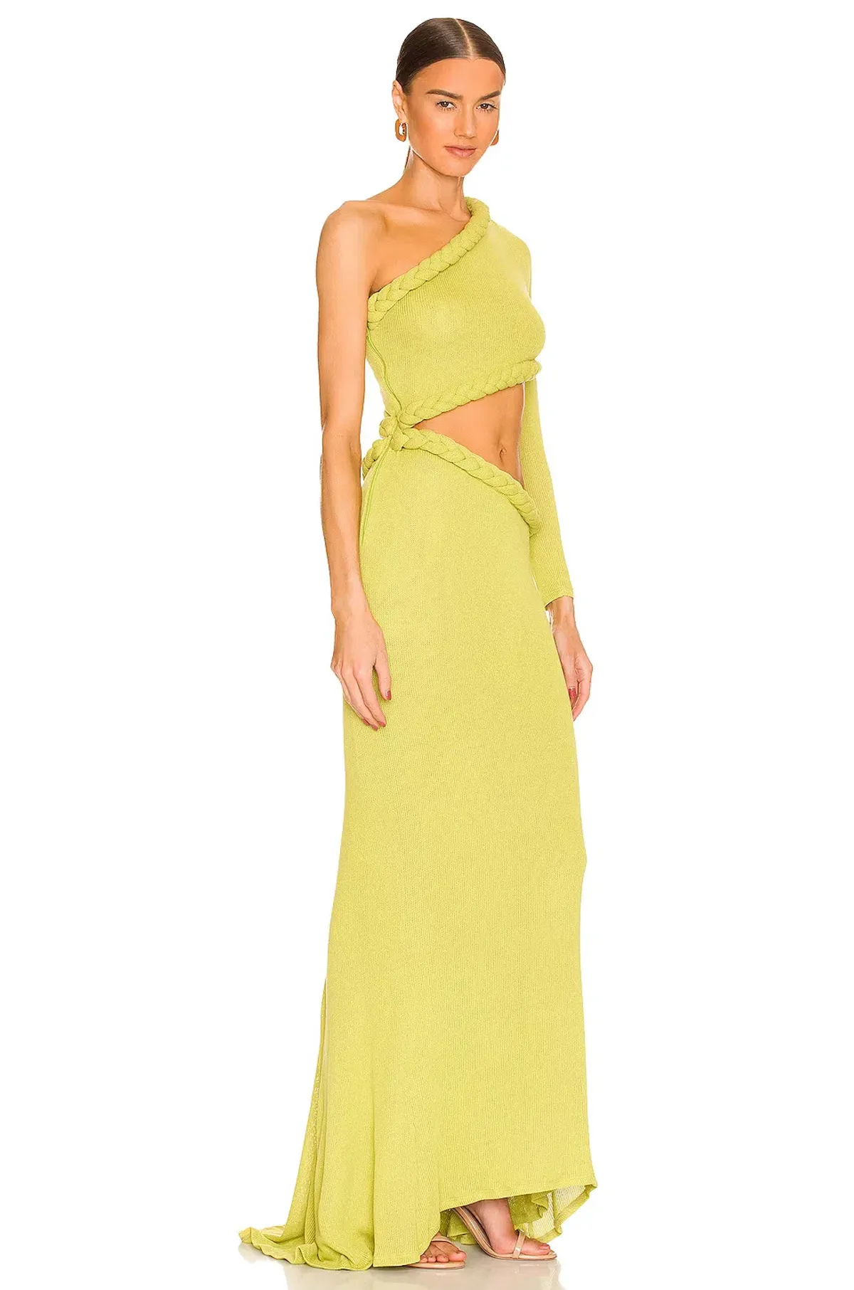 Bronx and Banco Dalia One Shoulder Knit Dress in Lime Size 6 - Image 2