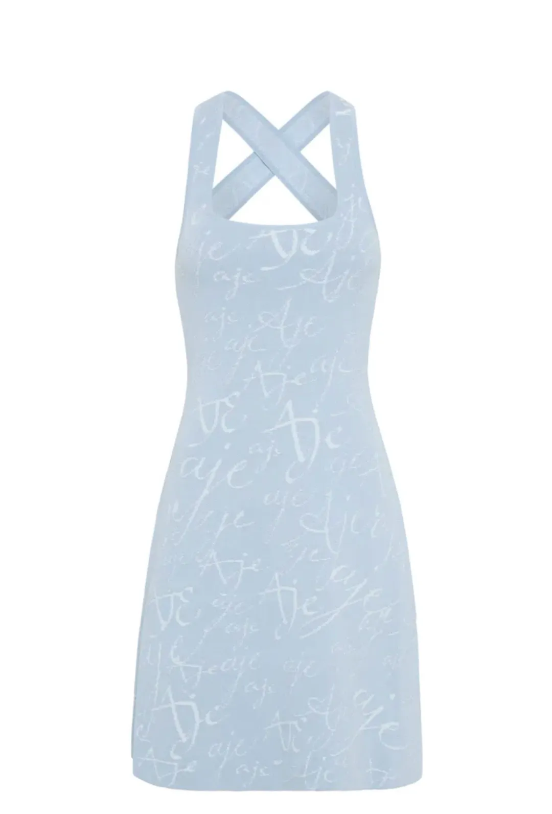 Aje Soleil Knit Mini Dress Blue Size 8 / S for rent on The Volte - main image