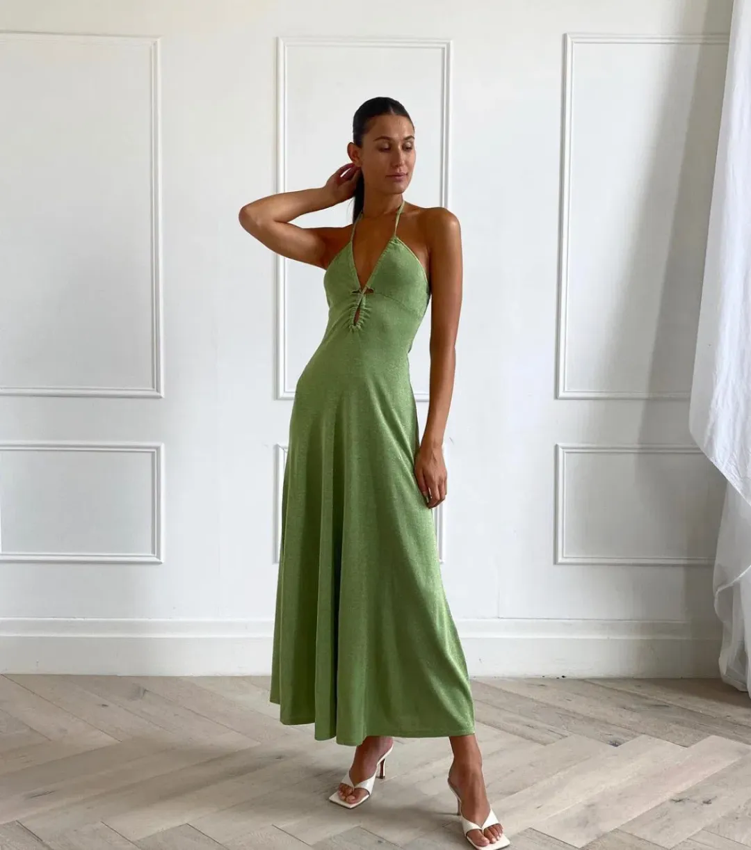Bec & Bridge Indya Knit Maxi Dress Green Size 6 for rent on The Volte - main image