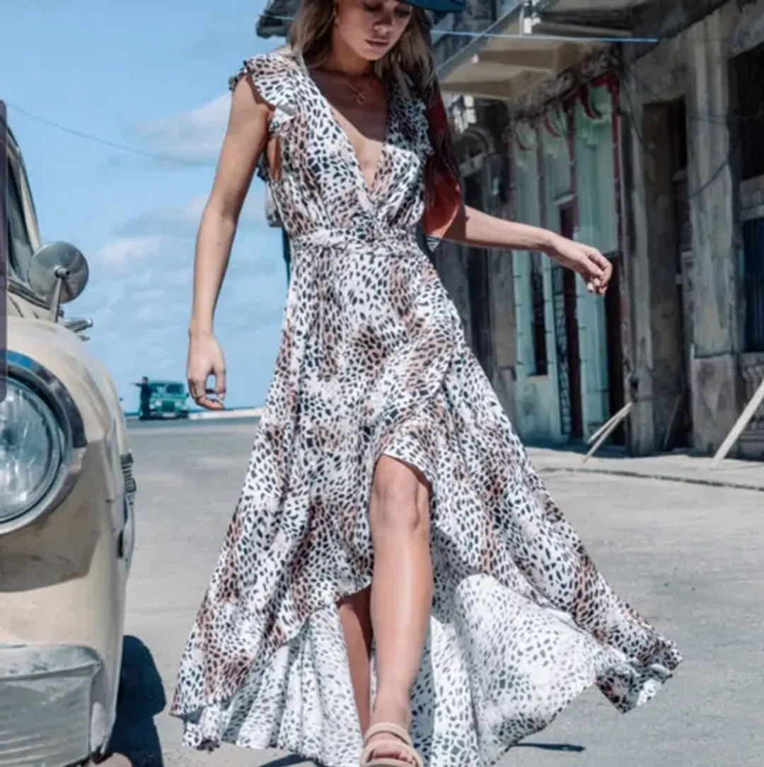 Kivari Zephyr Wrap Maxi Dress Leopard Print Size S / Au 8 for rent on The Volte - main image