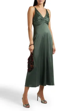 Zimmermann Silk Ruched Picnic Dress in Bottle Green Size 1 / Au 10 for rent on The Volte - image 1