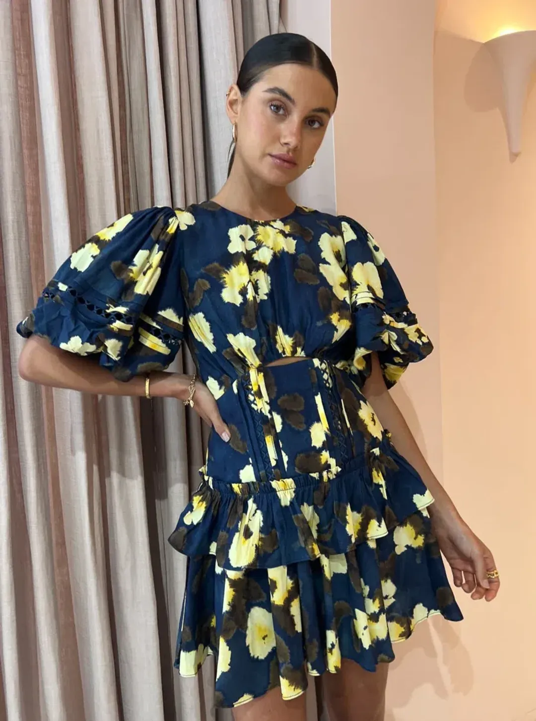 Acler Clovelly Mini Dress in Floral Posy Floral Size AU 6 for rent on The Volte - main image