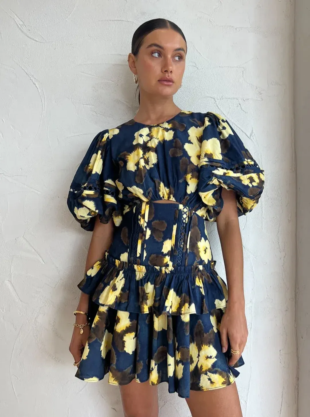 Acler Clovelly Mini Dress in Floral Posy Floral Size AU 6 for rent on The Volte - main image