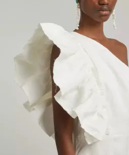 Bonjour Asymmetric Midi Dress Ivory Size 8 for rent on The Volte - image 3