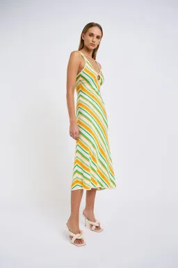 By Johnny Verona Stripe Knit Dress Yellow Stripe Size 6 for rent on The Volte - image 2