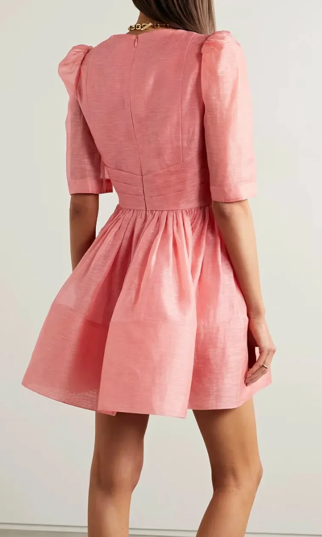 Zimmermann Wonderland Sleeved Mini Dress Guava Size 2 / AU 12 for rent on The Volte - main image
