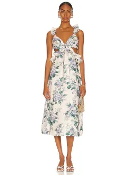 Zimmermann Cassia Ruffle Midi Dress Hydrangea Floral Size 3/Au for rent on The Volte - image 1
