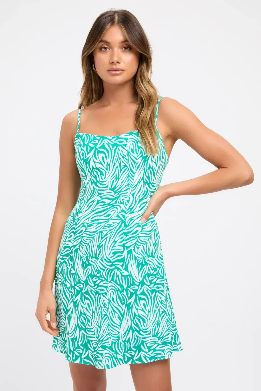 Kookai Zenni Tie Dress Green and White Size 36/AU 8 for rent on The Volte - main image
