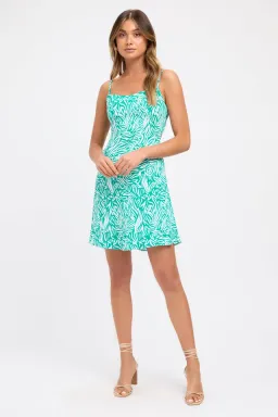 Kookai Zenni Tie Dress Green and White Size 36/AU 8 for rent on The Volte - image 1