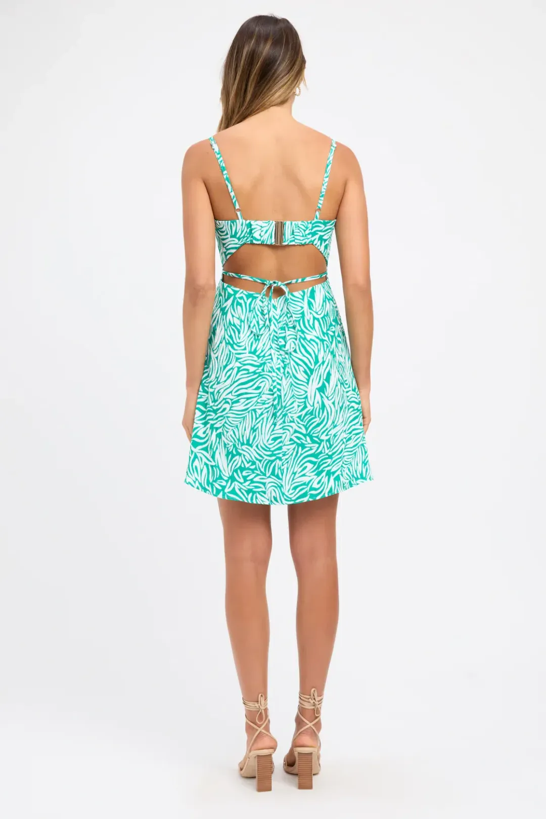 Kookai Zenni Tie Dress Green and White Size 36/AU 8 for rent on The Volte - main image