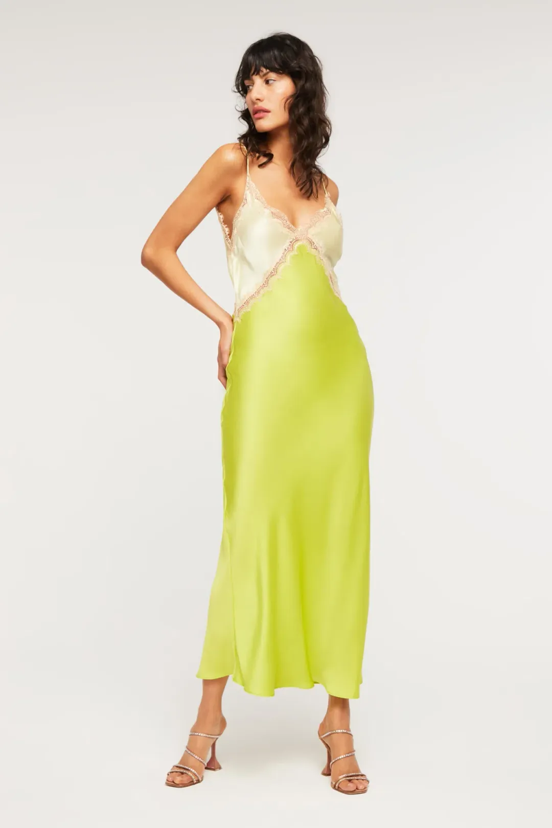Ginia Sadie Dess Midi Pastel Yellow/Lime Green Size M/AU 10 for rent on The Volte - main image