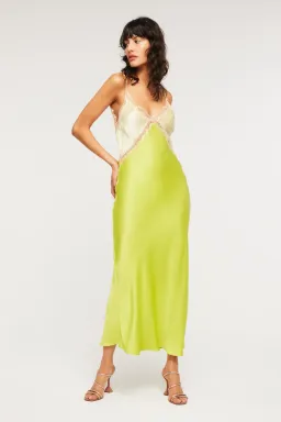 Ginia Sadie Dess Midi Pastel Yellow/Lime Green Size M/AU 10 for rent on The Volte - image 2