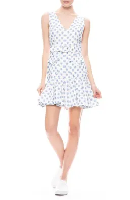 Zimmermann Super Eight Safari Mini Dress in White Linen/Blue Polka Dot Size 0 / AU 8 for rent on The Volte - image 2