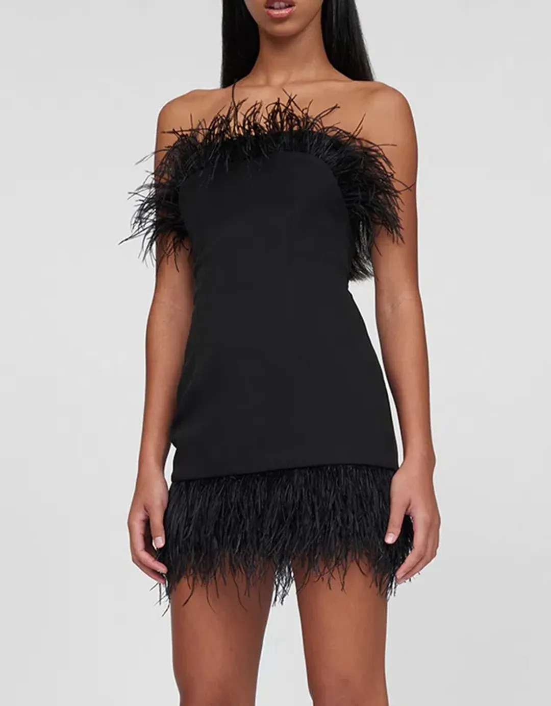 By Johnny Feather Mini Dress Black Size XS / AU 6 for rent on The Volte - main image