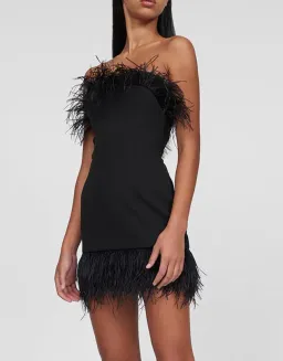 By Johnny Feather Mini Dress Black Size XS / AU 6 for rent on The Volte - image 4