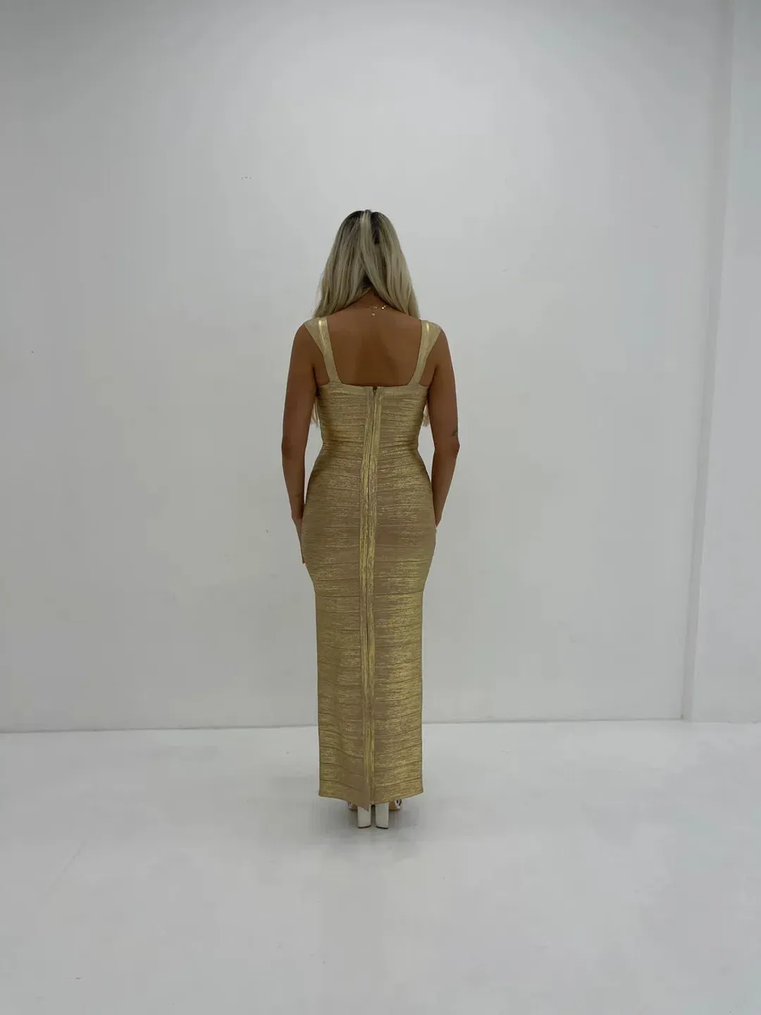 Herve Leger Sweetheart Gown Gold Size AU 8 for rent on The Volte - main image