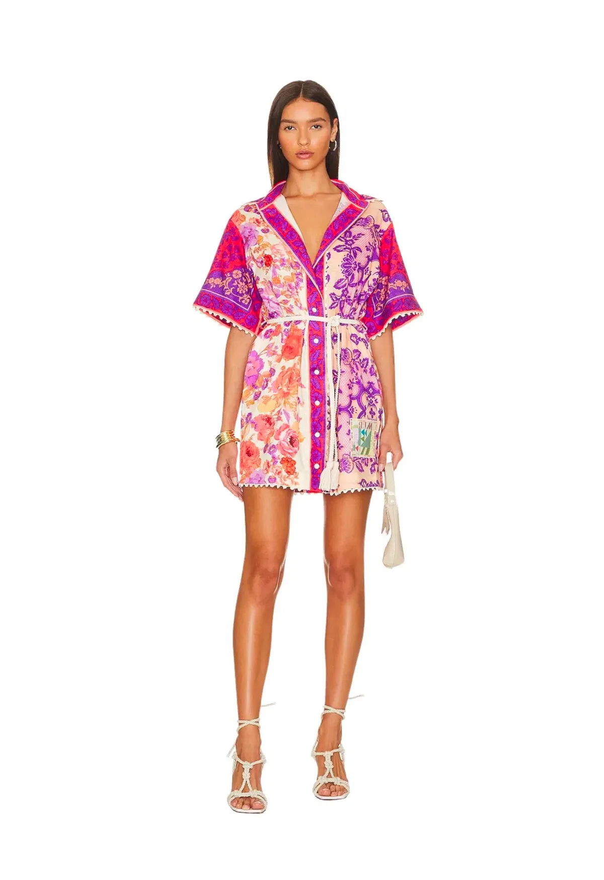 Zimmermann Raie Trimmed Shirt Mini Dress Multi Floral Size 1 / AU 10 - Image 1
