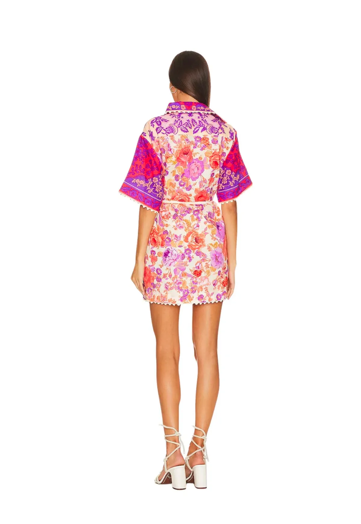 Zimmermann Raie Trimmed Shirt Mini Dress Multi Floral Size 1 / AU 10 - Image 2