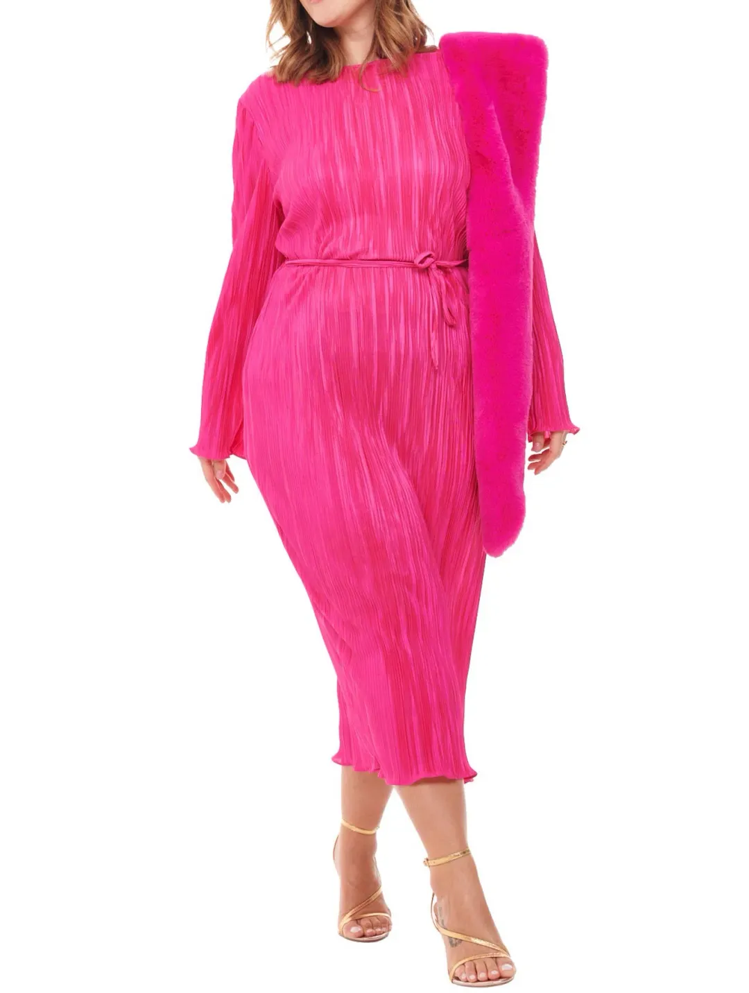 Never Fully Dressed Pink Plisse Dress Size 18 for rent on The Volte - main image