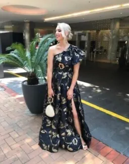 Bariano Olympia One Shoulder Gown Black/Gold Size 8 for rent on The Volte - image 6