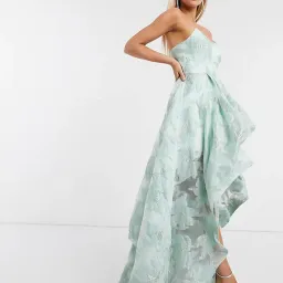 Bariano Organza Layered Gown Mint/Silver Size 6 for rent on The Volte - image 2