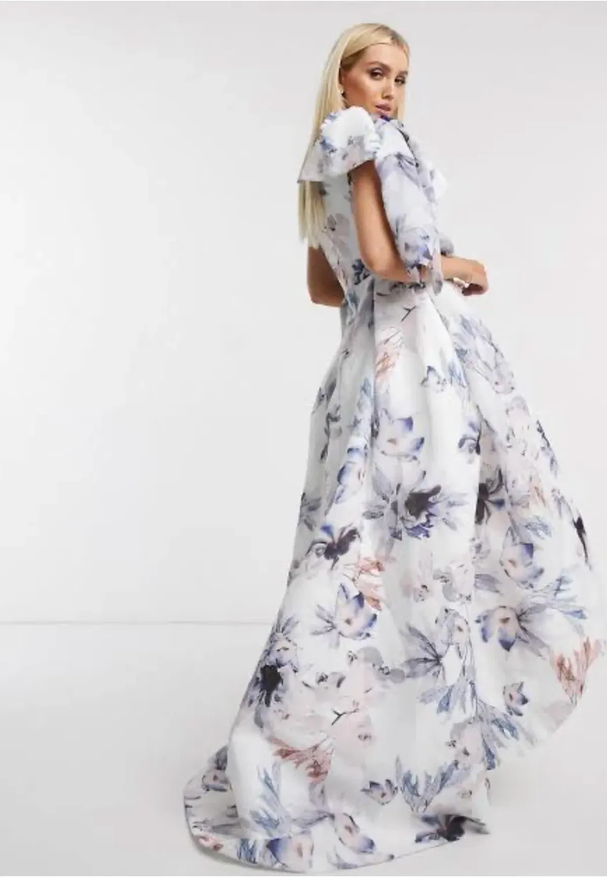 Bariano Josephine One Shoulder High Low Gown Floral Size 6 - Image 4