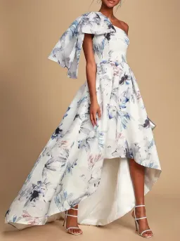 Bariano Josephine One Shoulder High Low Gown Floral Size 6 for rent on The Volte - image 1