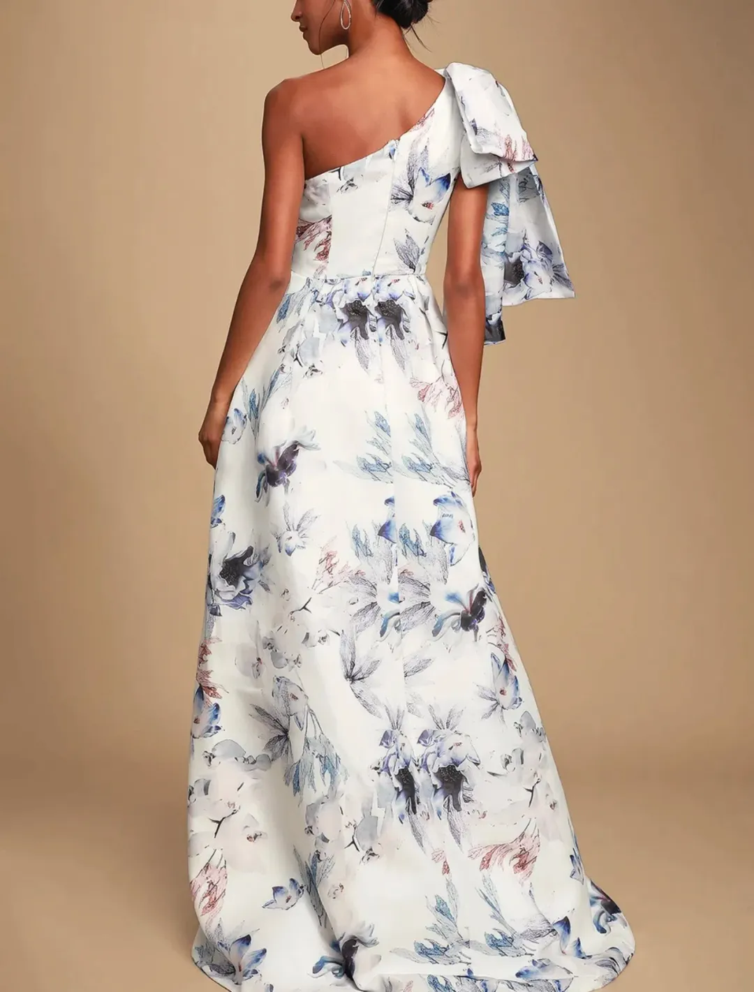 Bariano Josephine One Shoulder High Low Gown Floral Size 6 for rent on The Volte - main image