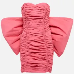 Rotate By Birger Christensen Catalina Bow Ebellished Ruched Mini Dress Pink Size AU 10 for rent on The Volte - image 5