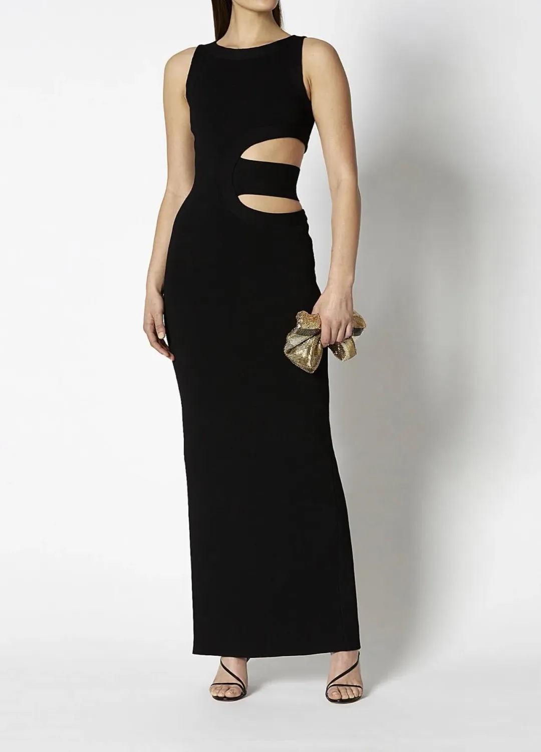 Scanlan Theodore Crepe Knit Cut Out Gown Black Size 10 for rent on The Volte - main image
