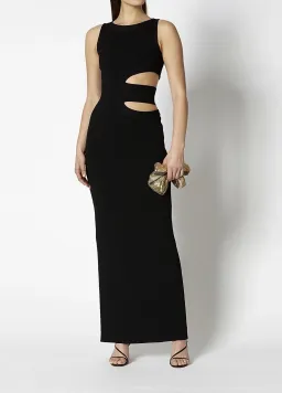 Scanlan Theodore Crepe Knit Cut Out Gown Black Size 10 for rent on The Volte - image 1