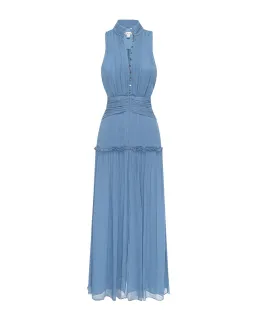 Shona Joy Noemi Sleeveless Button Up Midi Dress Blue Size 10 for rent on The Volte - image 5