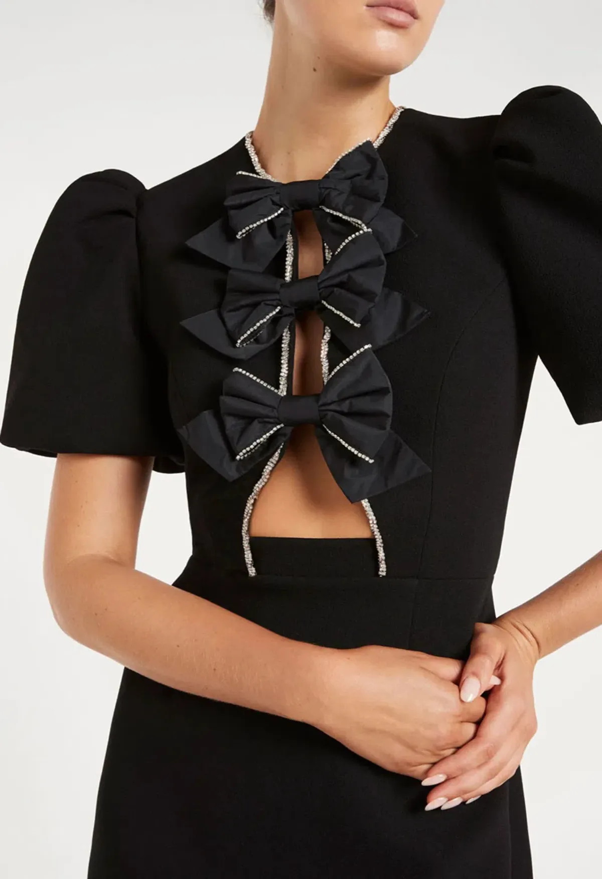 Rebecca Vallance Katie Bow Tie Mini Dress Black Size 8 - Image 2