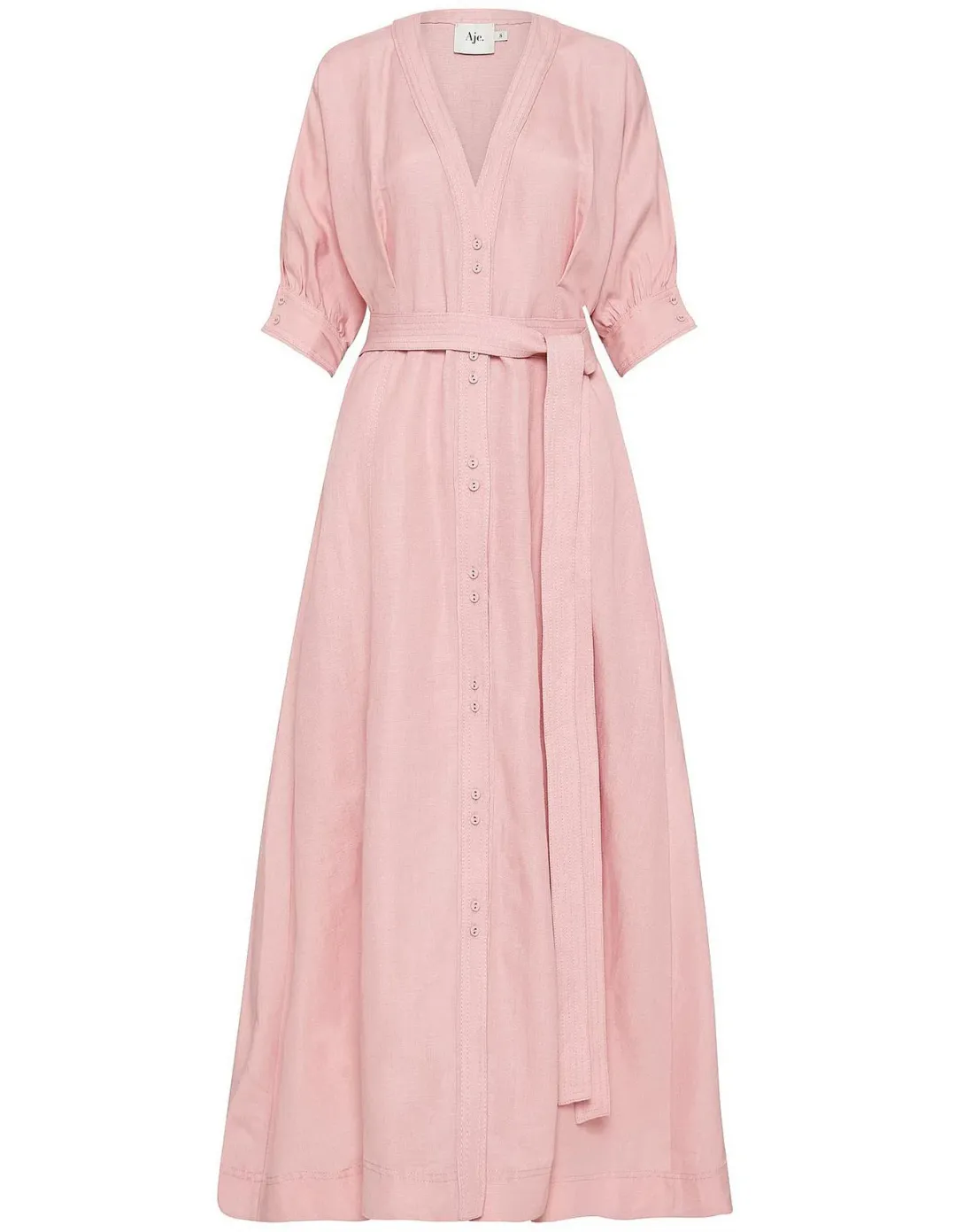 Aje Ennoble Midi Dress Pink Size 6 for rent on The Volte - main image