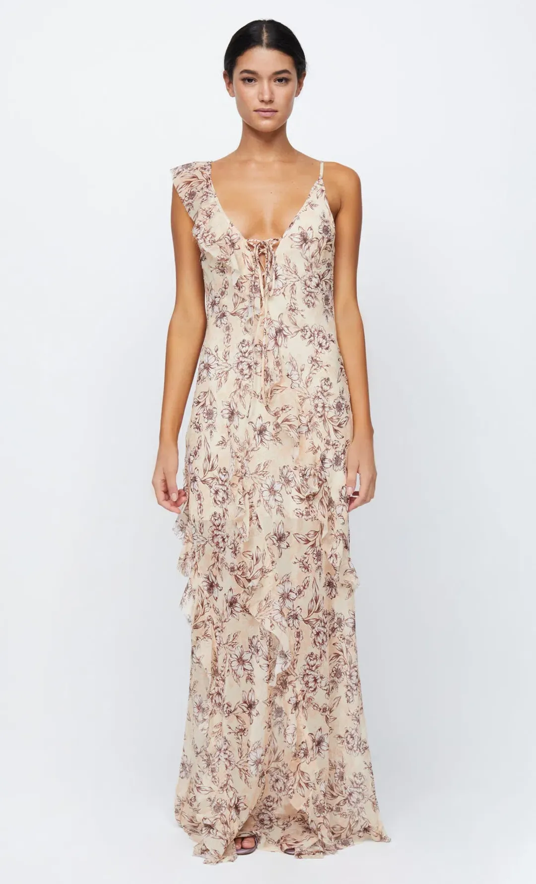 Bec & Bridge Courtney Frill Maxi Dress In Florence Floral Size 8 for rent on The Volte - main image