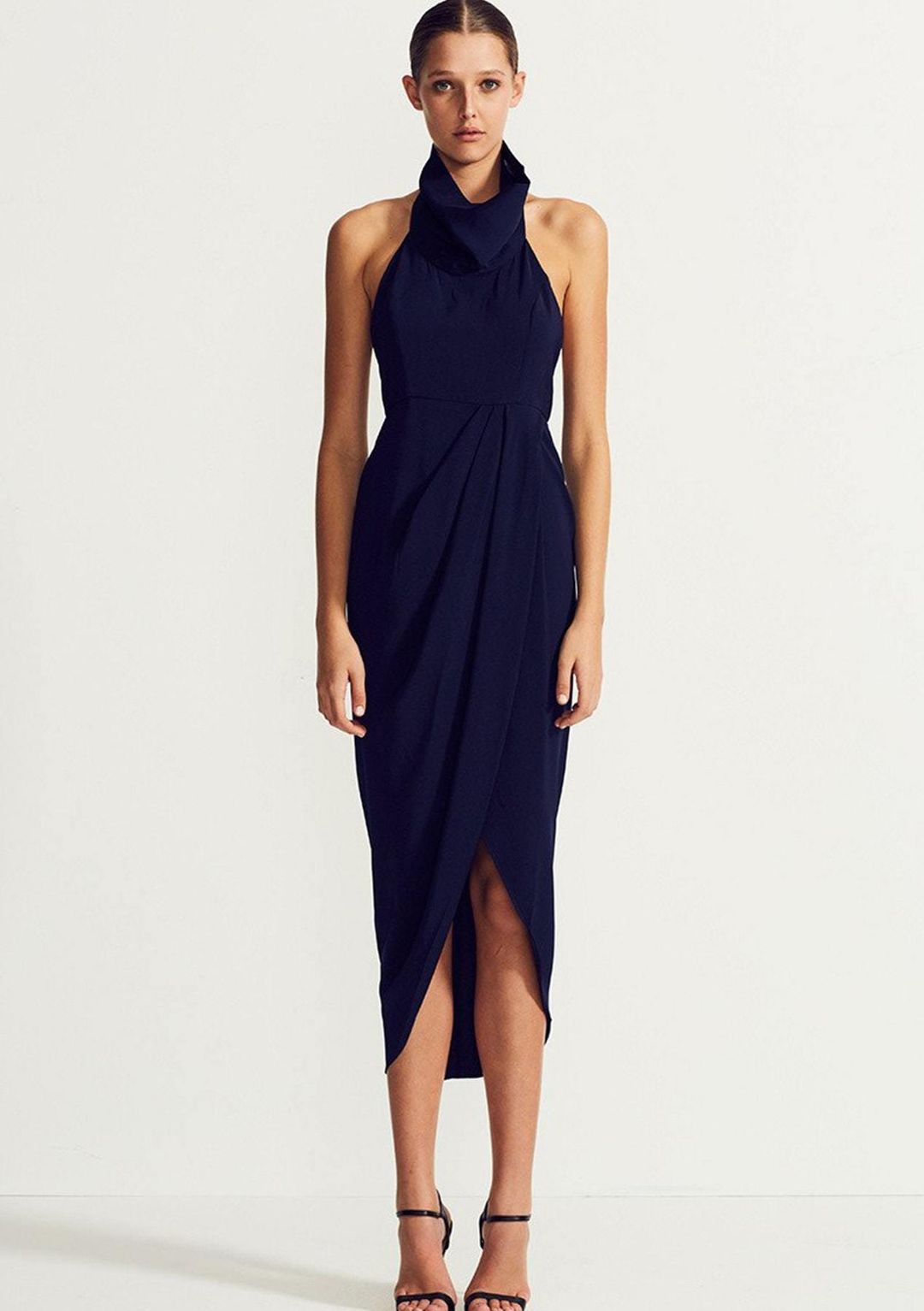 Shona Joy funnel neck backless maxi Navy for rent on The Volte - main image