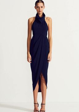 Shona Joy funnel neck backless maxi Navy for rent on The Volte - image 2