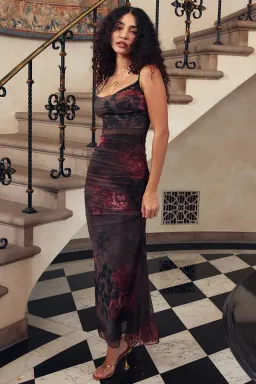 House of CB Nalini Printed Floral and Leopard Print Midi Dress Print Size S/Au 8 for rent on The Volte - image 5