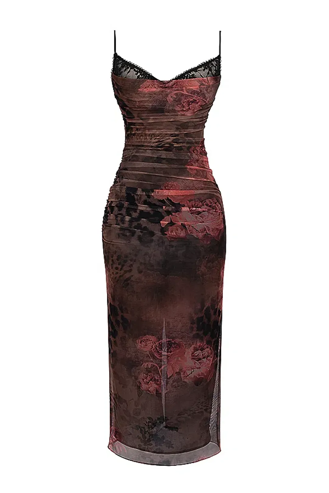 House of CB Nalini Printed Floral and Leopard Print Midi Dress Print Size S/Au 8 for rent on The Volte - main image